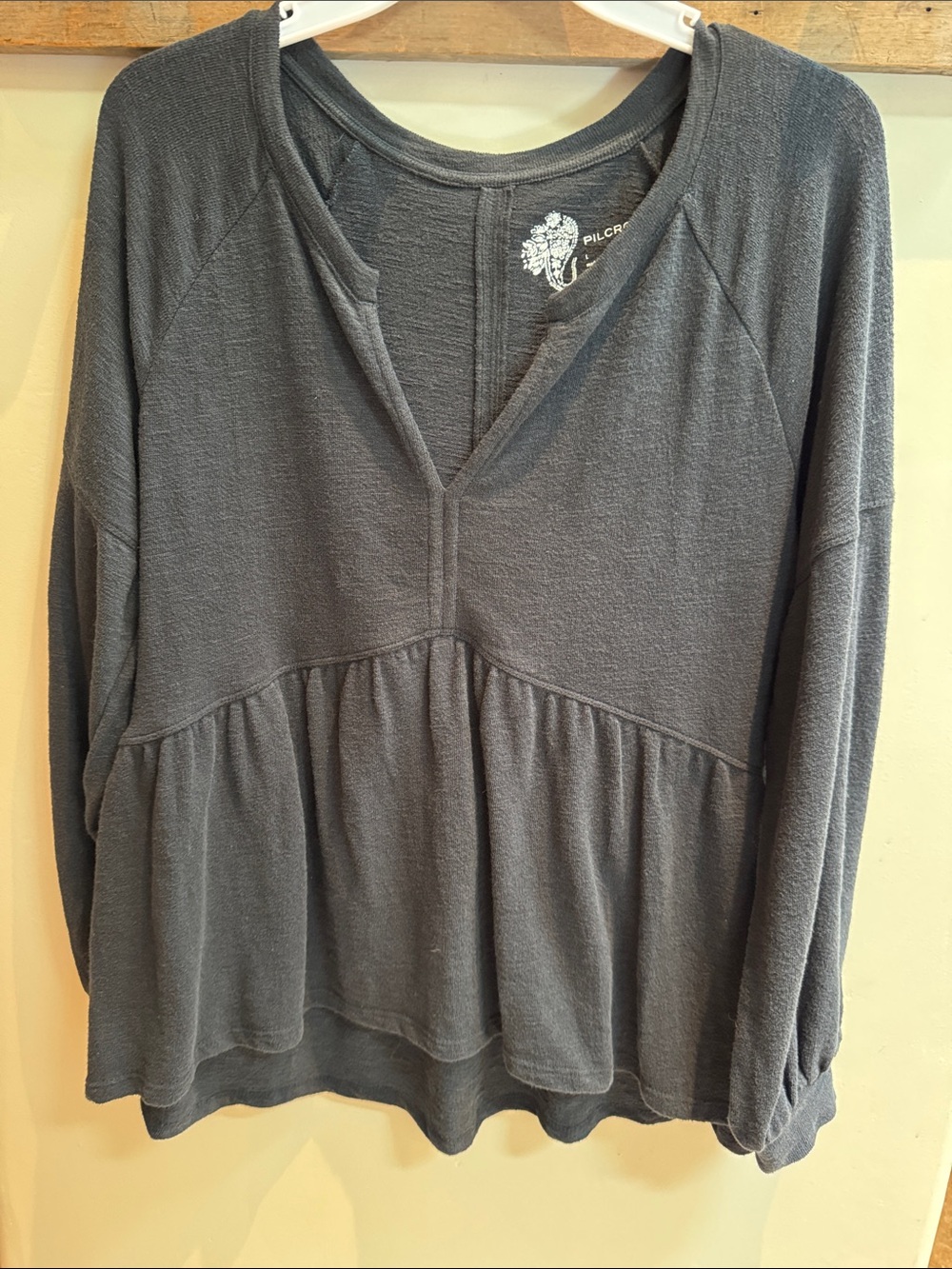 Pilcro Charcoal Long-Sleeve Peplum Tunic - Large